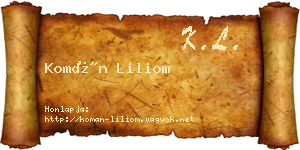 Komán Liliom névjegykártya